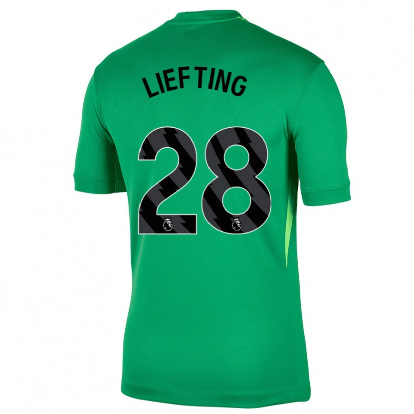 Danxen Niño Camiseta Femke Liefting #28 Verde Negro Portero Equipación 2025/26 La Camisa