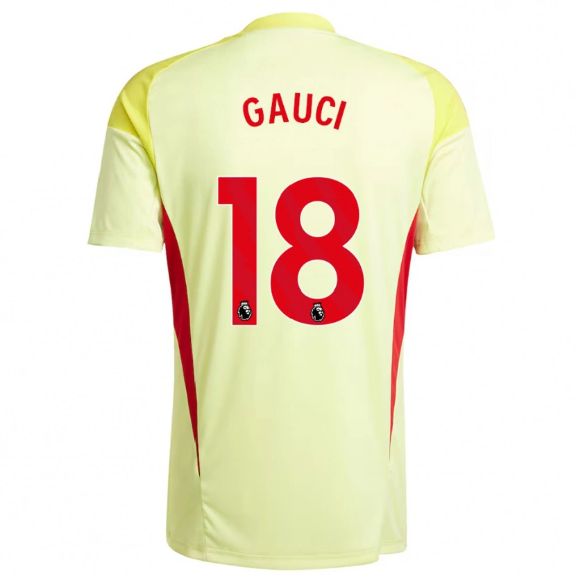 Danxen Niño Camiseta Joe Gauci #18 Amarillo Claro Portero Equipación 2025/26 La Camisa