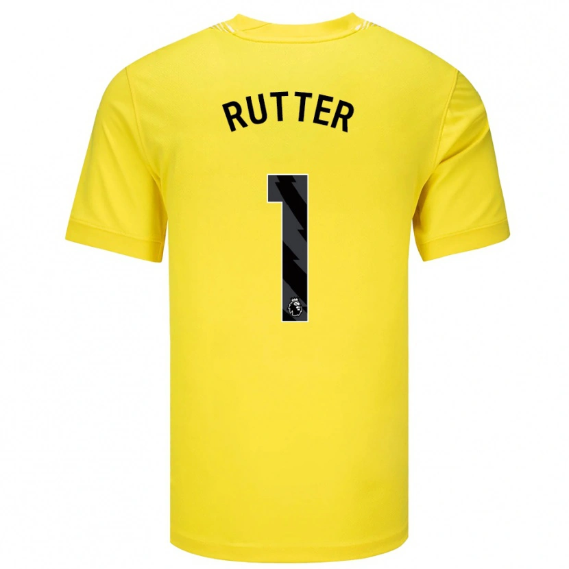 Danxen Niño Camiseta William Rutter #1 Amarillo Negro Portero Equipación 2025/26 La Camisa