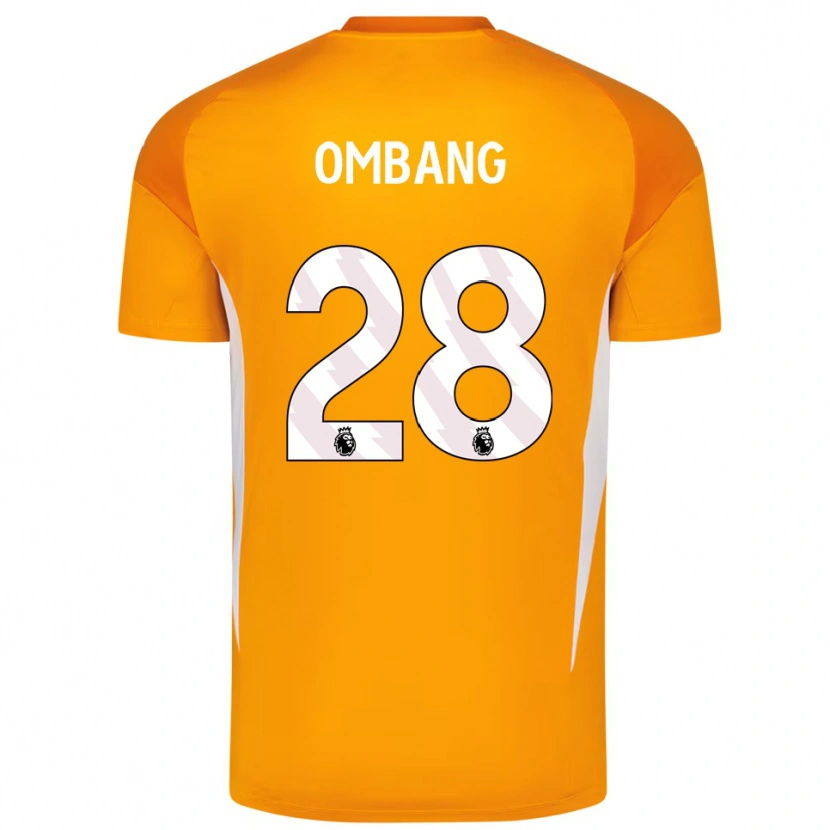 Danxen Niño Camiseta Darryl Ombang #28 Naranja Blanco Portero Equipación 2025/26 La Camisa