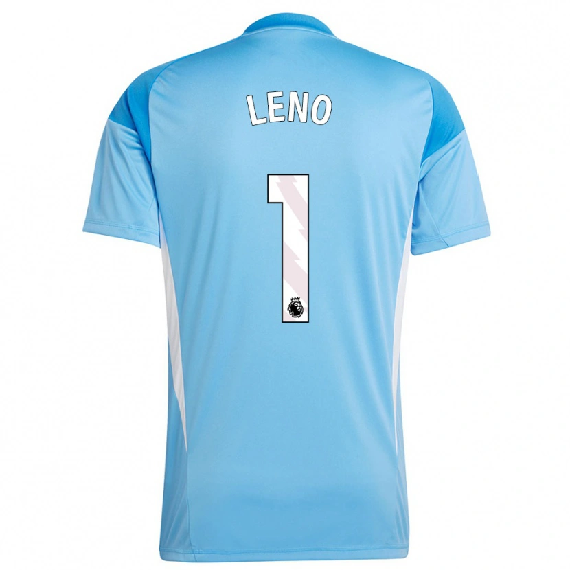 Danxen Niño Camiseta Bernd Leno #1 Azul Blanco Portero Equipación 2025/26 La Camisa