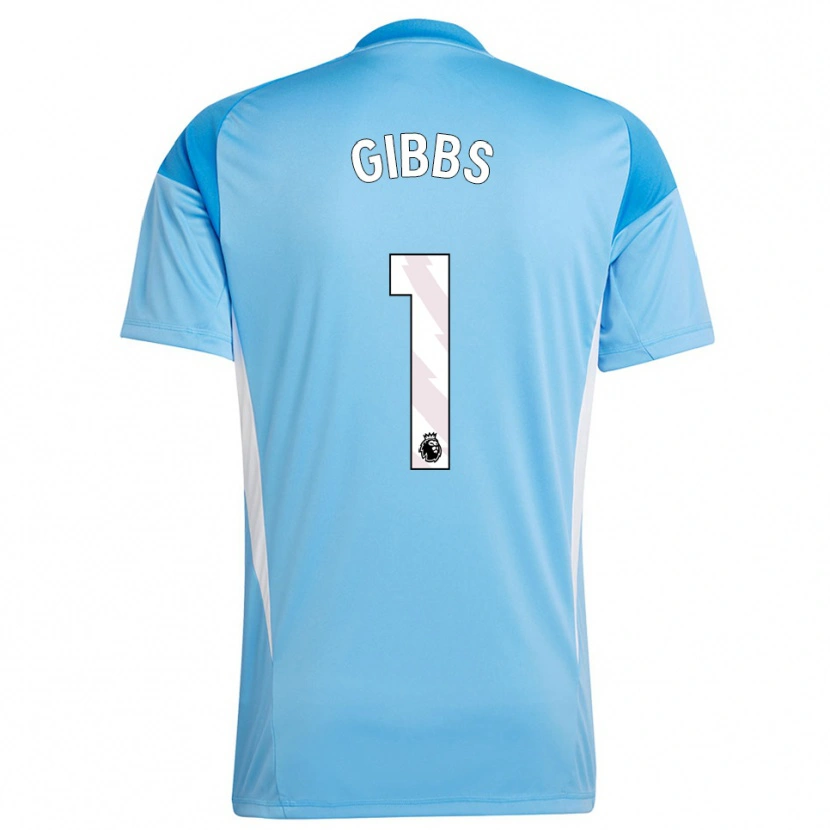 Danxen Niño Camiseta Frankie Gibbs #1 Azul Blanco Portero Equipación 2025/26 La Camisa