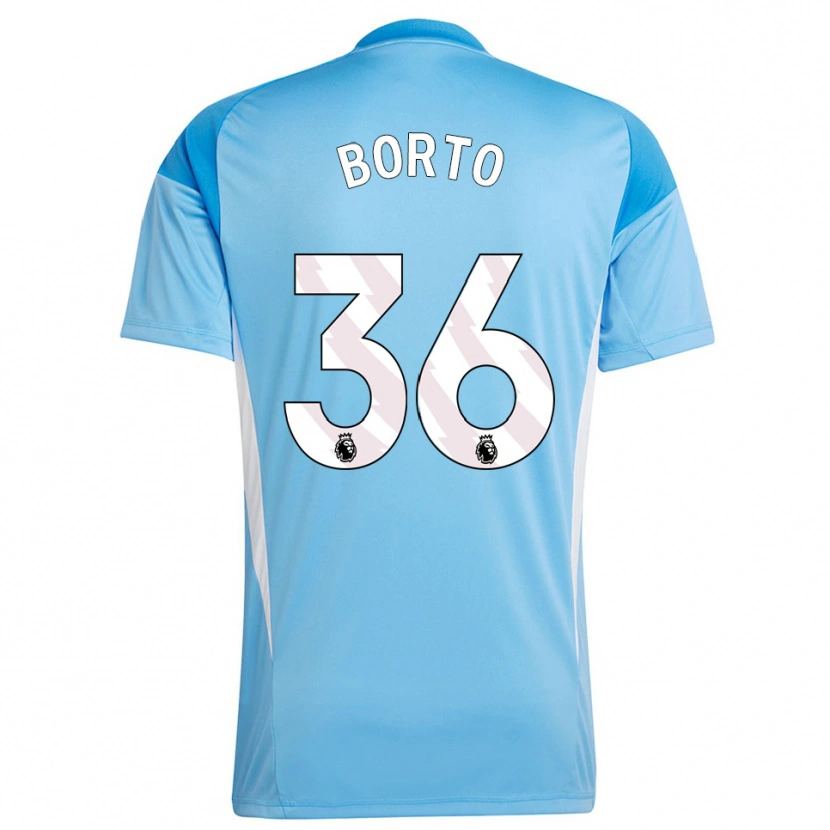 Danxen Niño Camiseta Alex Borto #36 Azul Blanco Portero Equipación 2025/26 La Camisa