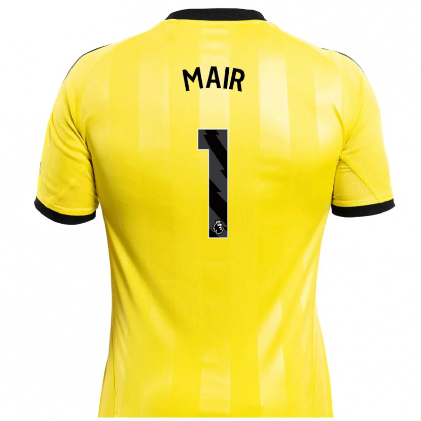 Danxen Niño Camiseta George Mair #1 Amarillo Negro Portero Equipación 2025/26 La Camisa