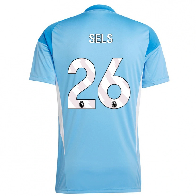 Danxen Niño Camiseta Matz Sels #26 Azul Blanco Portero Equipación 2025/26 La Camisa