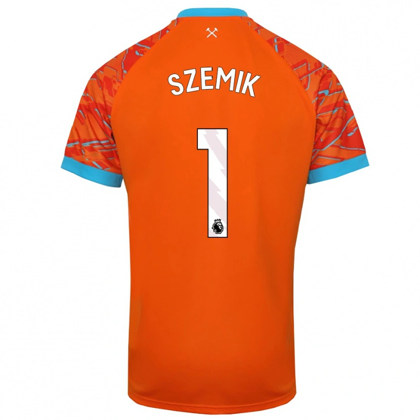 Danxen Niño Camiseta Kinga Szemik #1 Naranja Blanco Portero Equipación 2025/26 La Camisa