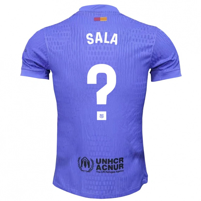 Danxen Niño Camiseta Gerard Sala #0 Azul Negro Portero Equipación 2025/26 La Camisa