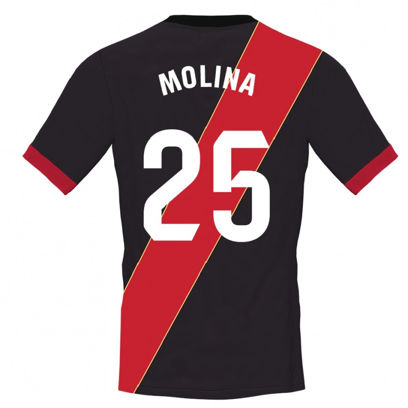 Danxen Niño Camiseta Adrián Molina #25 Negro Rojo Portero Equipación 2025/26 La Camisa