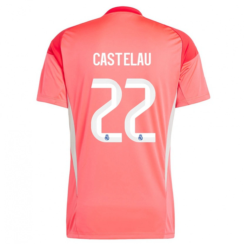 Danxen Niño Camiseta Alber Castelau #22 Blanco Blanco Rojo Naranja Portero Equipación 2025/26 La Camisa