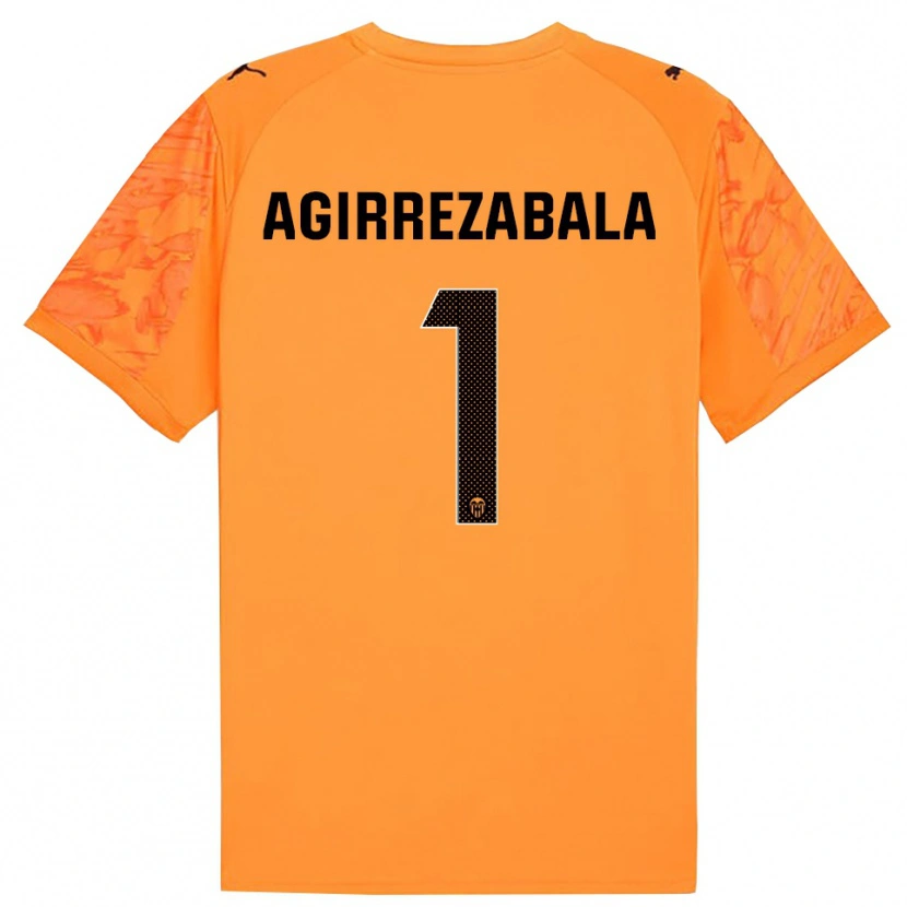 Danxen Niño Camiseta Julen Agirrezabala #1 Naranja Negro Portero Equipación 2025/26 La Camisa