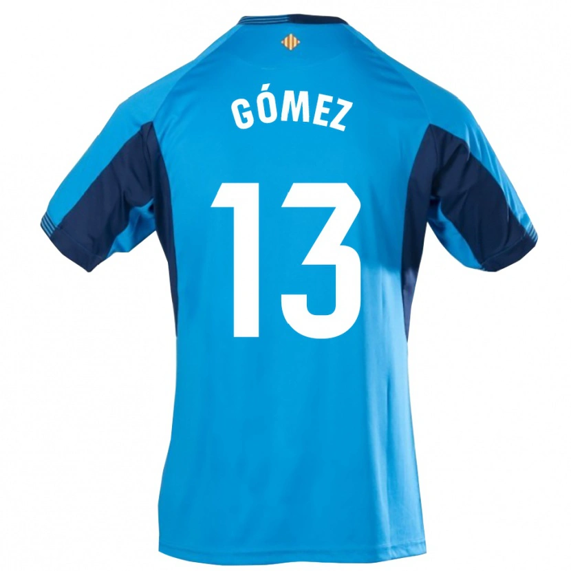 Danxen Niño Camiseta Rubén Gómez #13 Azul Blanco Portero Equipación 2025/26 La Camisa