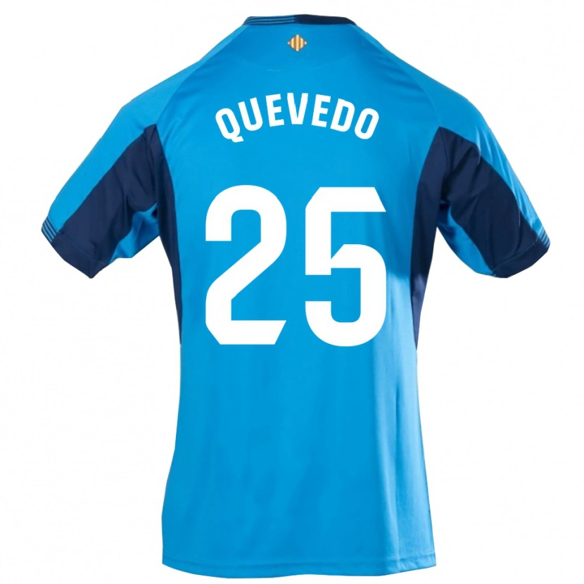Danxen Niño Camiseta Alex Quevedo #25 Azul Blanco Portero Equipación 2025/26 La Camisa