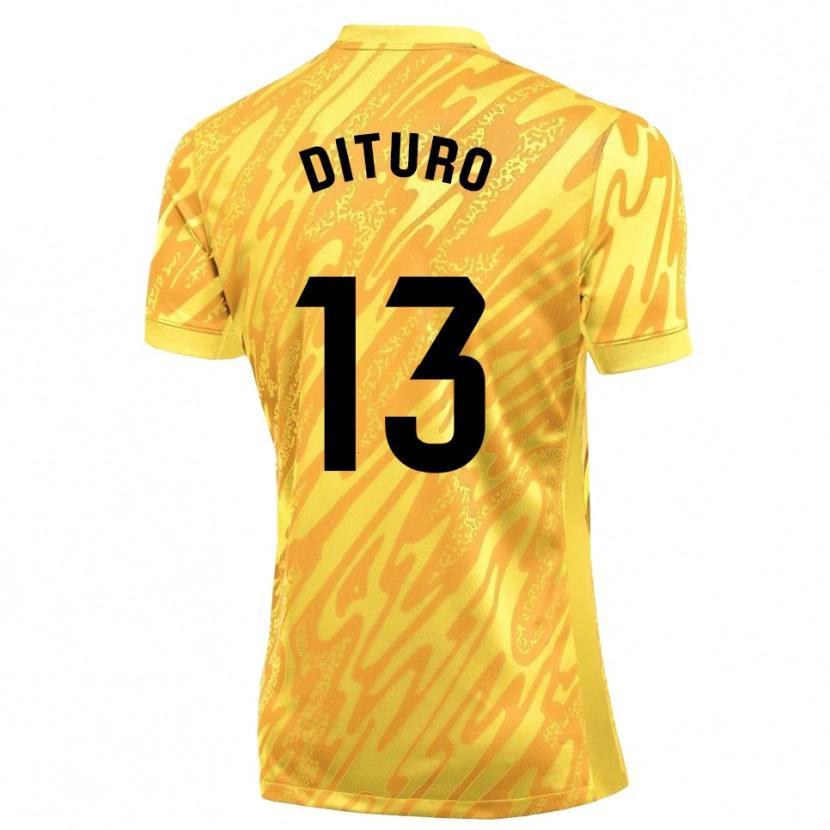 Danxen Niño Camiseta Matías Dituro #13 Amarillo Negro Portero Equipación 2025/26 La Camisa