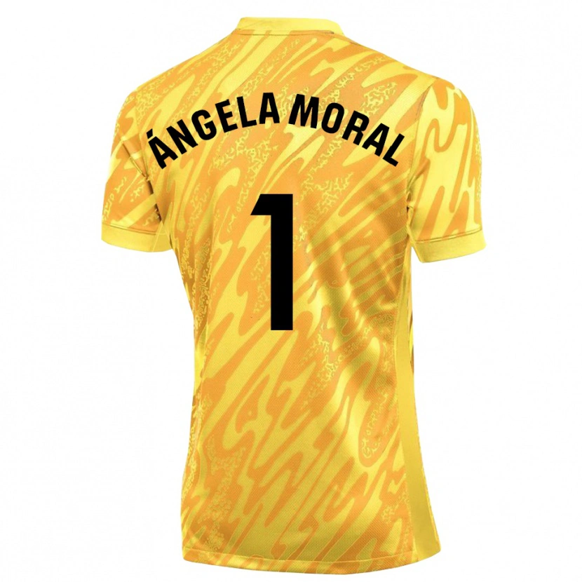 Danxen Niño Camiseta Ángela Moral Ferrer #1 Amarillo Negro Portero Equipación 2025/26 La Camisa