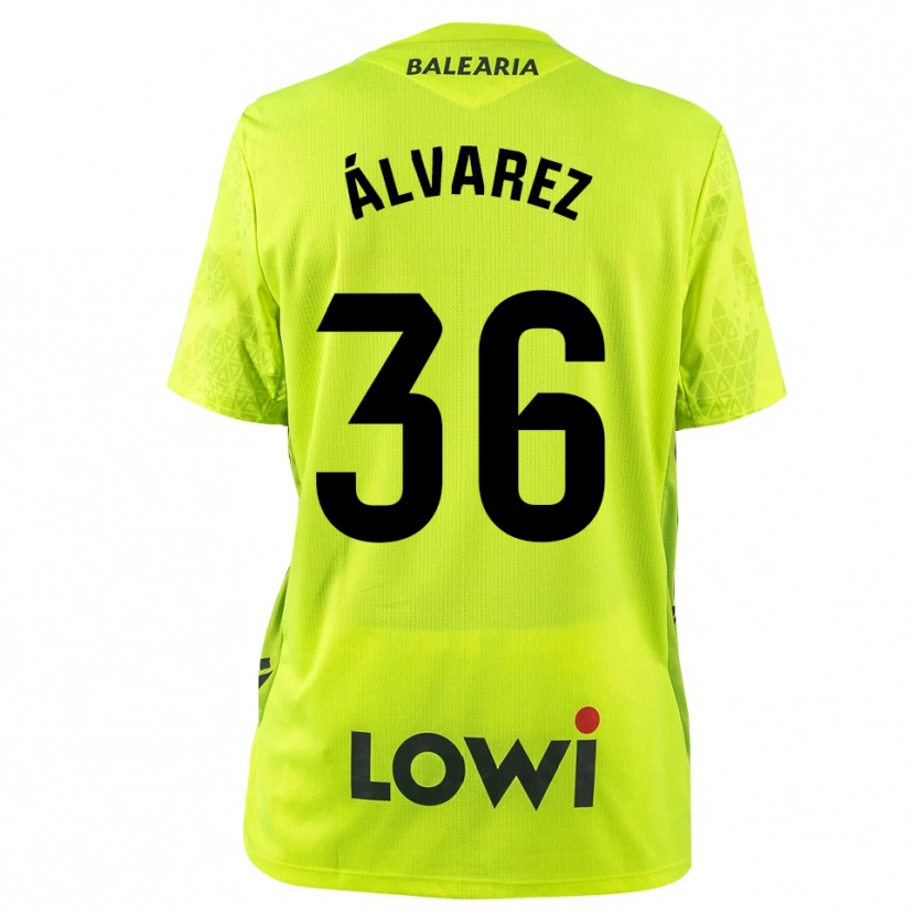 Danxen Niño Camiseta Anna Álvarez #36 Verde Fluorescente Negro Portero Equipación 2025/26 La Camisa