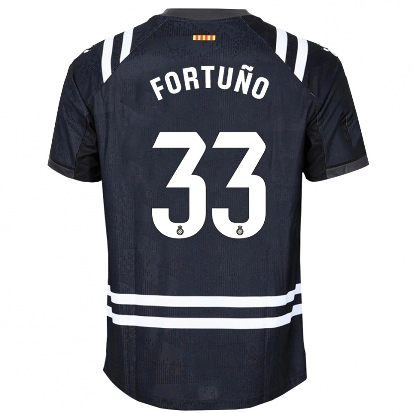 Danxen Niño Camiseta Ángel Fortuño #33 Negro Blanco Portero Equipación 2025/26 La Camisa