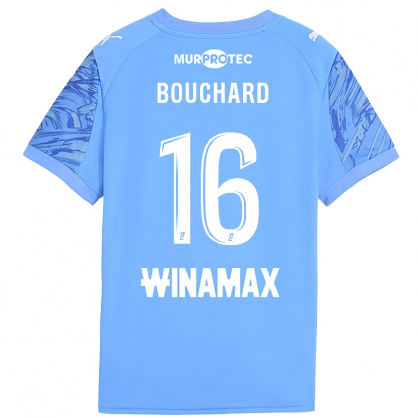 Danxen Niño Camiseta Ambre Bouchard #16 Blanco Azul Claro Portero Equipación 2025/26 La Camisa