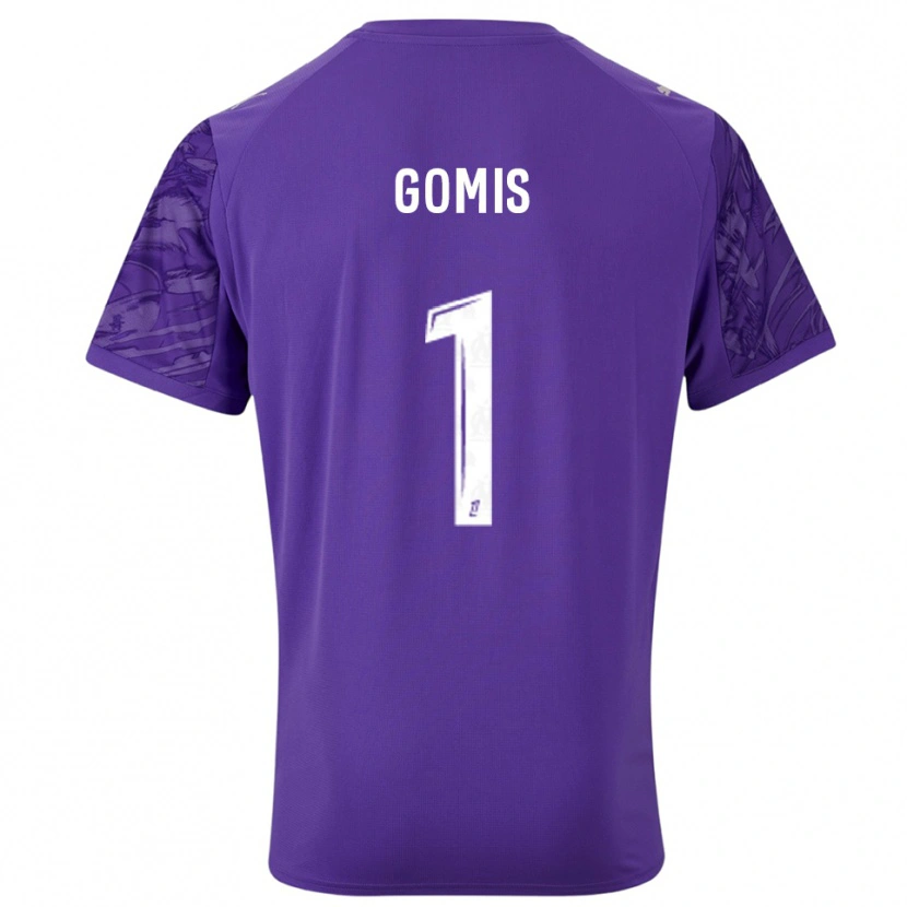 Danxen Niño Camiseta Ibrahim Gomis #1 Púrpura Blanco Portero Equipación 2025/26 La Camisa