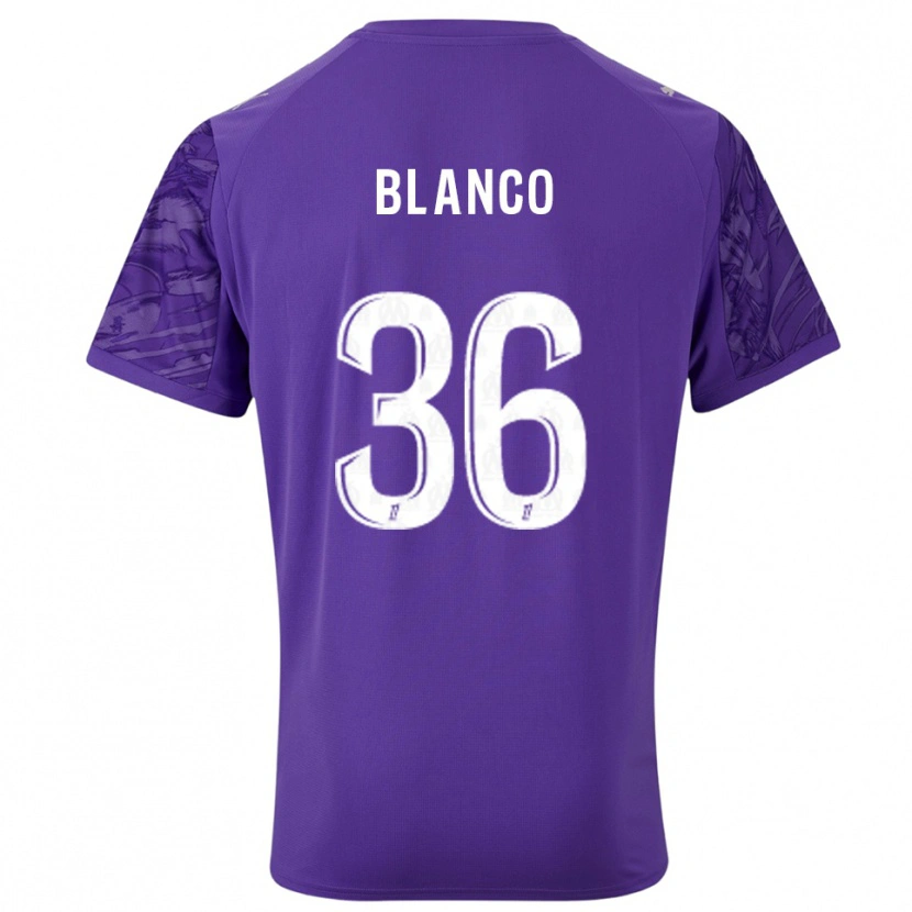 Danxen Niño Camiseta Rubén Blanco #36 Púrpura Blanco Portero Equipación 2025/26 La Camisa