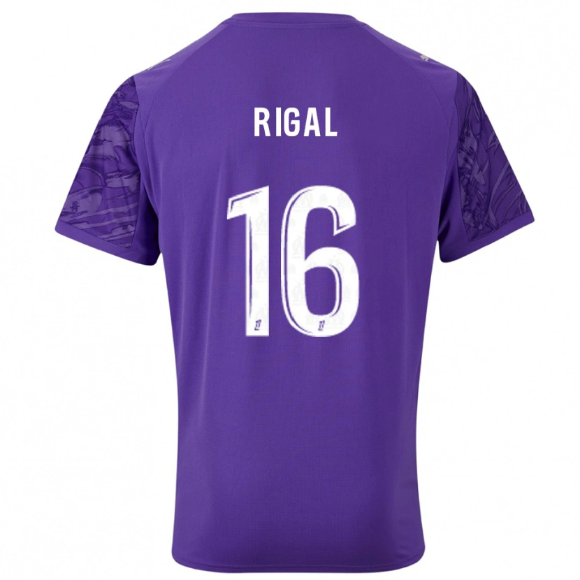 Danxen Niño Camiseta Pablo Rigal #16 Púrpura Blanco Portero Equipación 2025/26 La Camisa