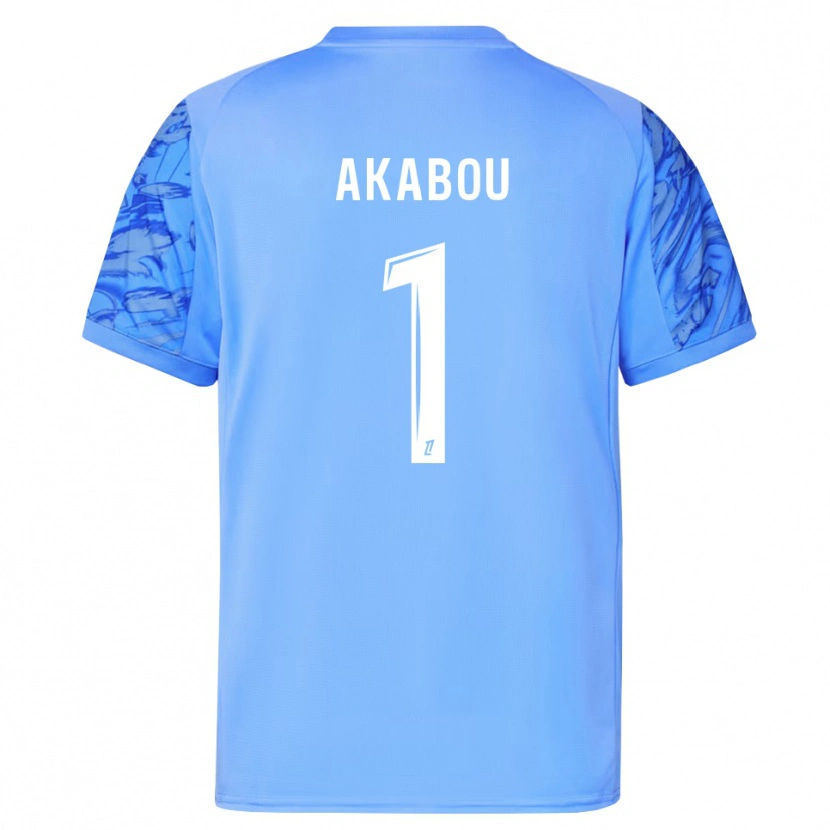 Danxen Niño Camiseta Ayoub Akabou #1 Azul Blanco Portero Equipación 2025/26 La Camisa