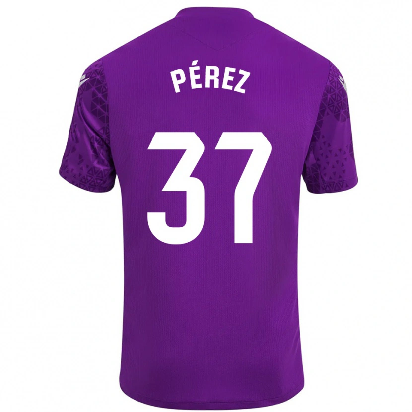 Danxen Niño Camiseta David Pérez #37 Púrpura Blanco Oscuro Portero Equipación 2025/26 La Camisa