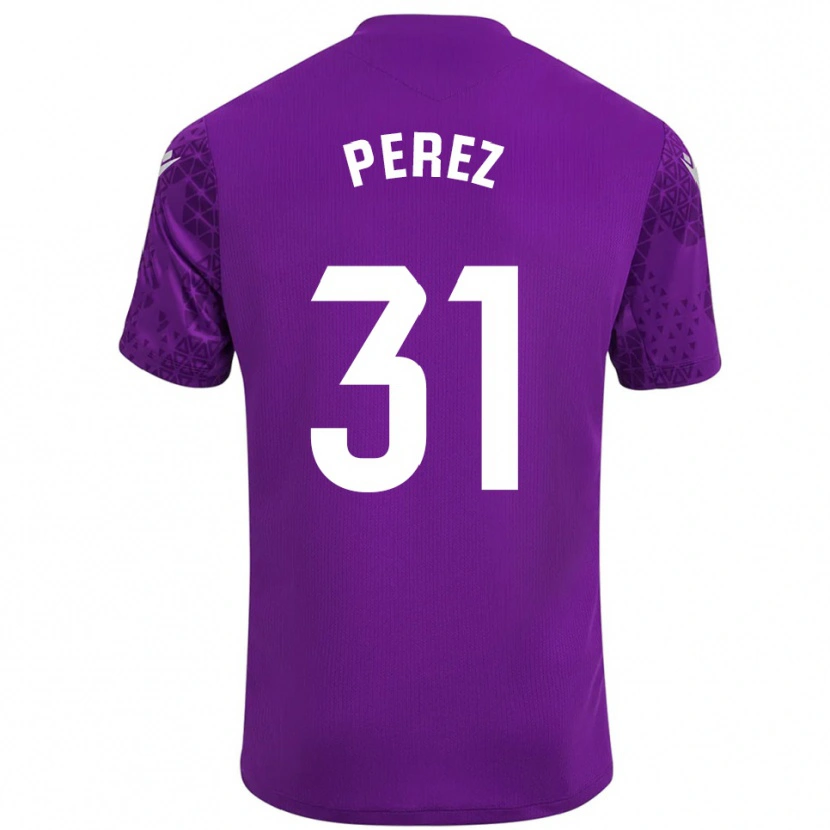 Danxen Niño Camiseta Ángel Pérez #31 Púrpura Blanco Oscuro Portero Equipación 2025/26 La Camisa