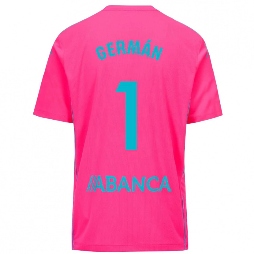Danxen Niño Camiseta Germán Parreño #1 Negro Rosa Profundo Portero Equipación 2025/26 La Camisa