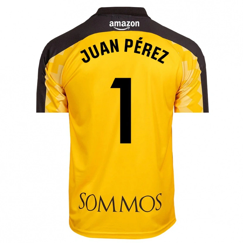 Danxen Niño Camiseta Juan Pérez #1 Amarillo Negro Portero Equipación 2025/26 La Camisa