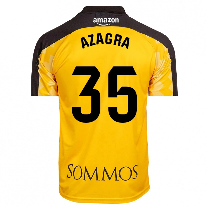 Danxen Niño Camiseta Nico Azagra #35 Amarillo Negro Portero Equipación 2025/26 La Camisa