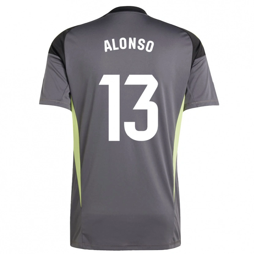 Danxen Niño Camiseta Maikel Alonso #13 Gris Oscuro Negro Portero Equipación 2025/26 La Camisa