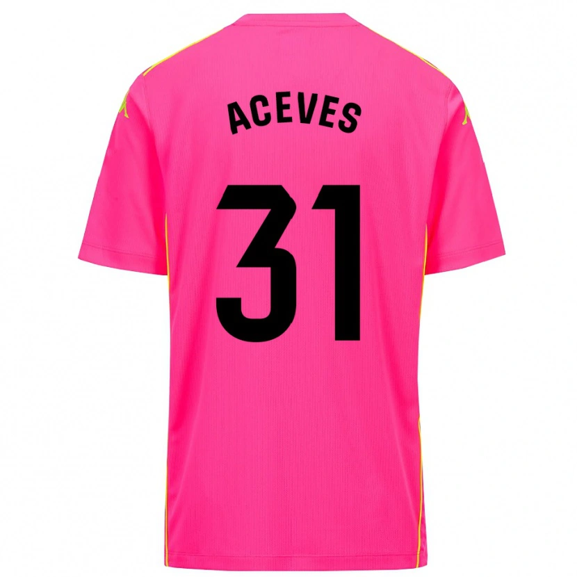 Danxen Niño Camiseta Álvaro Aceves #31 Negro Rosa Profundo Portero Equipación 2025/26 La Camisa