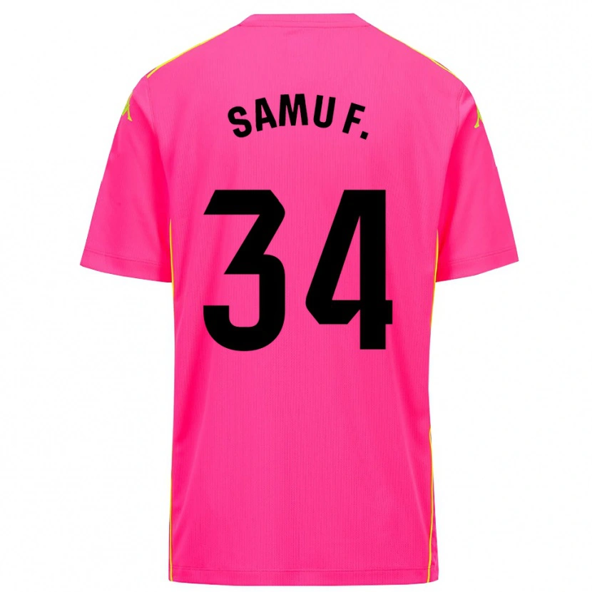 Danxen Niño Camiseta Samu Fernández #34 Negro Rosa Profundo Portero Equipación 2025/26 La Camisa