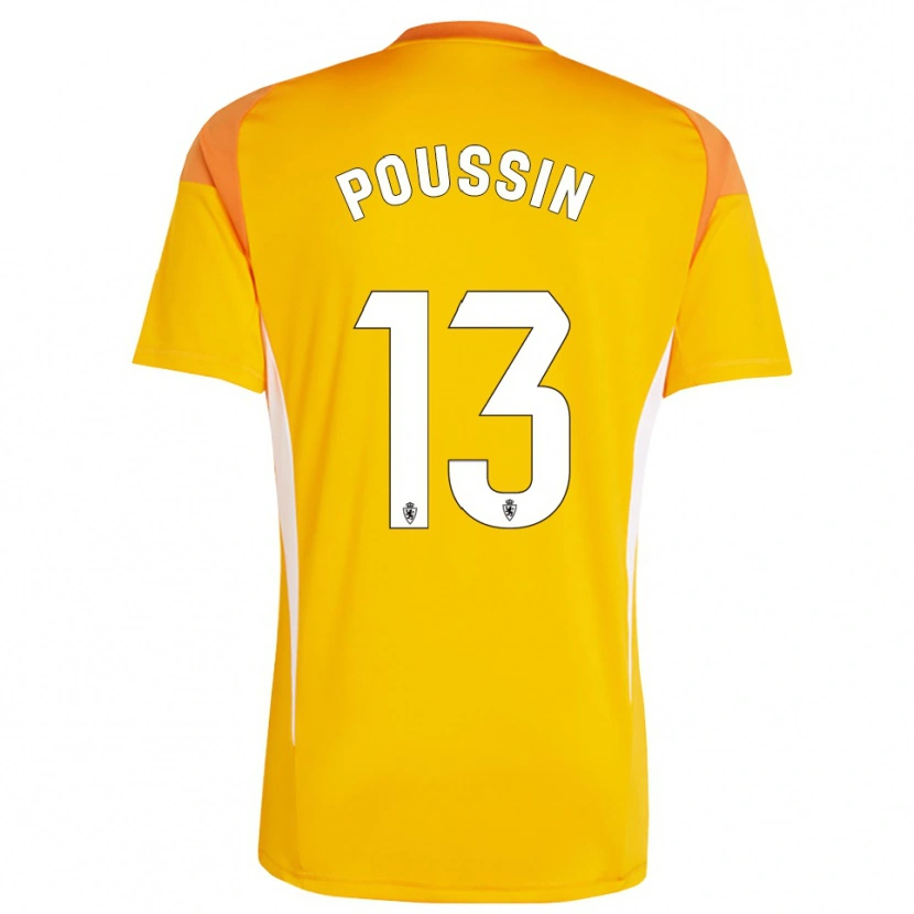 Danxen Niño Camiseta Gaëtan Poussin #13 Amarillo Naranja Oscuro Portero Equipación 2025/26 La Camisa