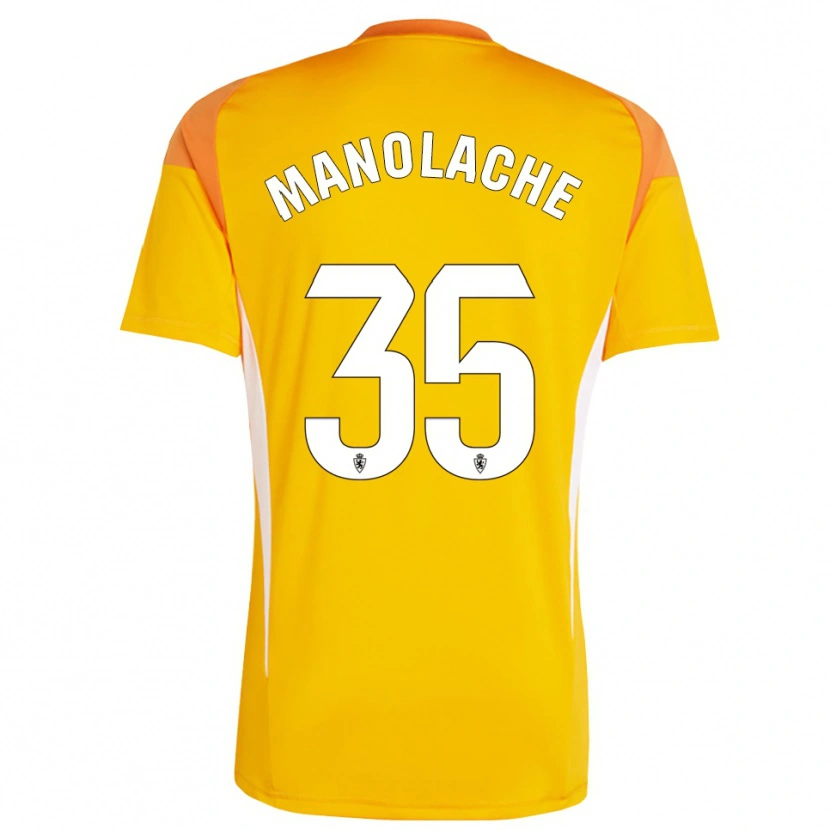 Danxen Niño Camiseta Marcos Manolache #35 Amarillo Naranja Oscuro Portero Equipación 2025/26 La Camisa