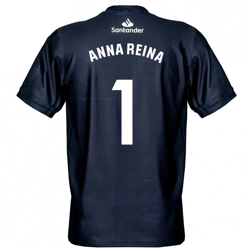 Danxen Niño Camiseta Anna Reina Toro #1 Blanco Azul Medianoche Portero Equipación 2025/26 La Camisa