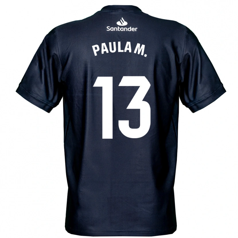 Danxen Niño Camiseta Paula Muñoz Álvarez #13 Blanco Azul Medianoche Portero Equipación 2025/26 La Camisa