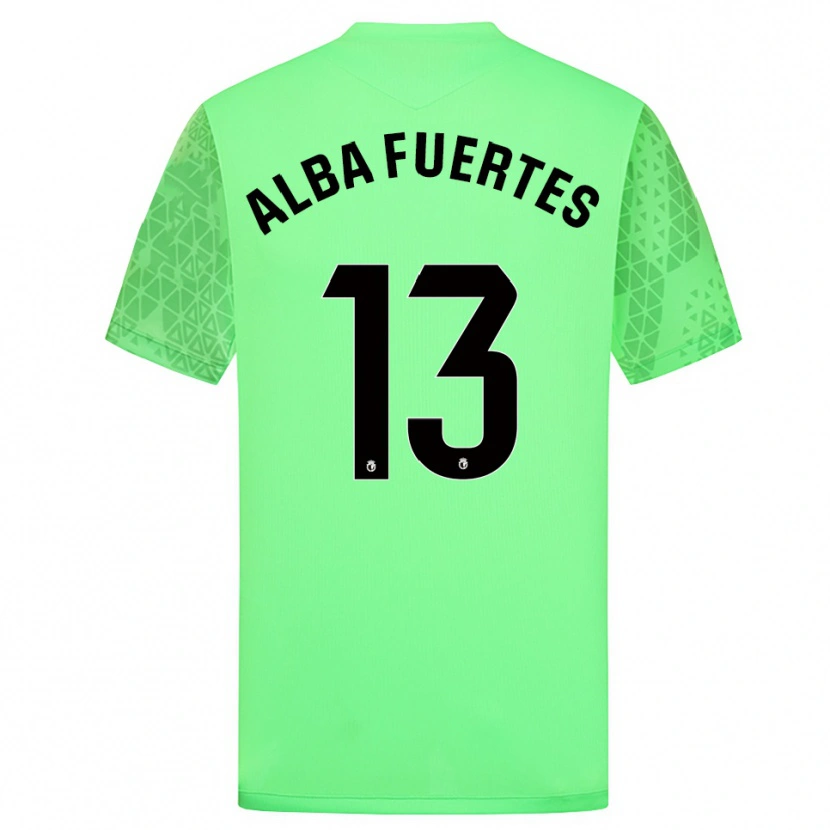 Danxen Niño Camiseta Alba Fuertes #13 Negro Verde Primavera Portero Equipación 2025/26 La Camisa