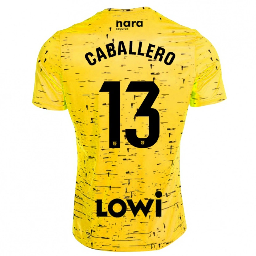 Danxen Niño Camiseta Hugo Caballero #13 Amarillo Negro Portero Equipación 2025/26 La Camisa