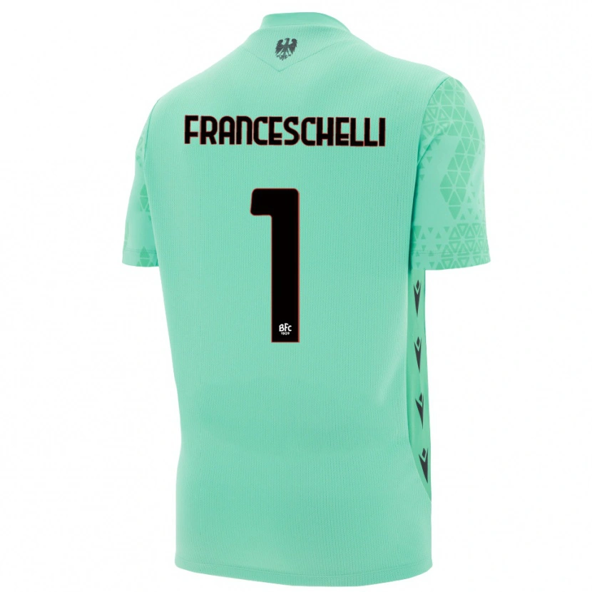 Danxen Niño Camiseta Matteo Franceschelli #1 Menta Azul Negro Portero Equipación 2025/26 La Camisa