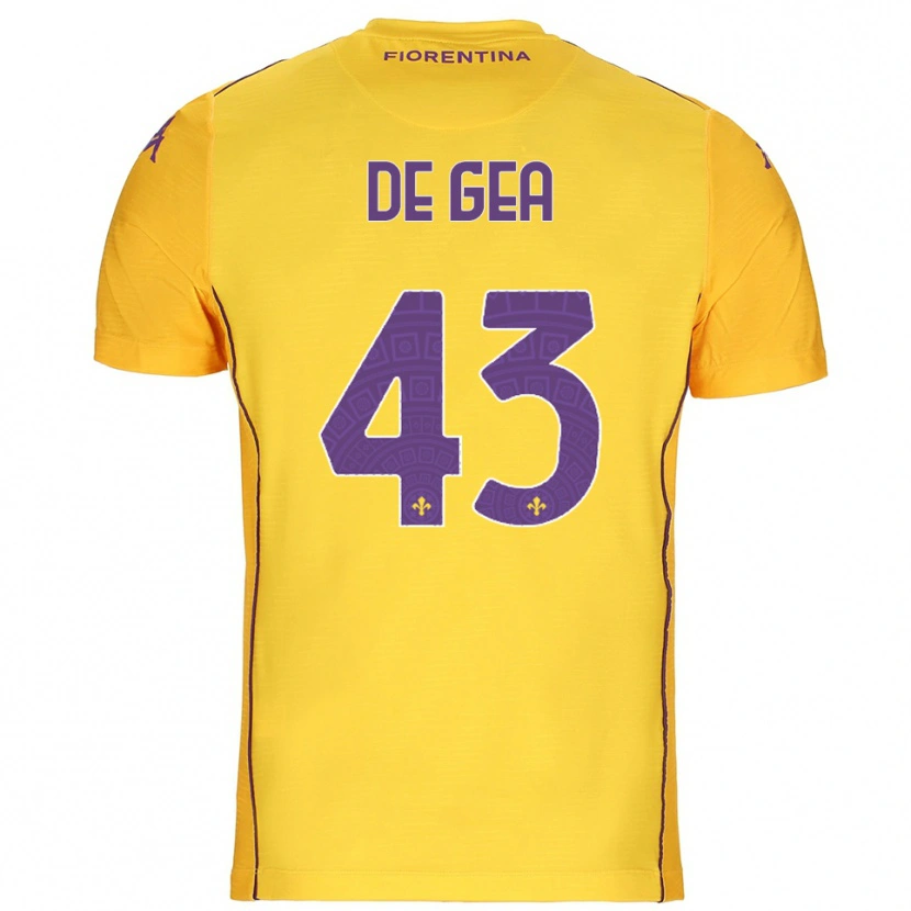 Danxen Niño Camiseta David de Gea #43 Naranja Amarillo Púrpura Portero Equipación 2025/26 La Camisa