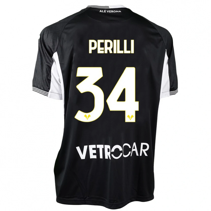 Danxen Niño Camiseta Simone Perilli #34 Negro Blanco Portero Equipación 2025/26 La Camisa