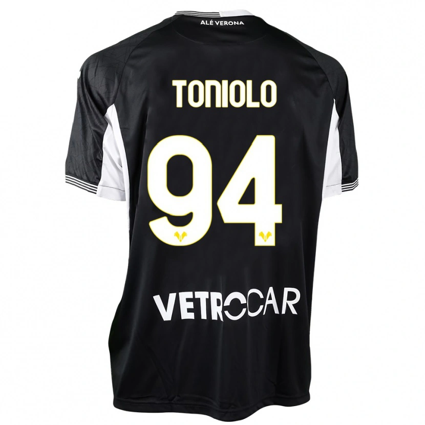 Danxen Niño Camiseta Giacomo Toniolo #94 Negro Blanco Portero Equipación 2025/26 La Camisa