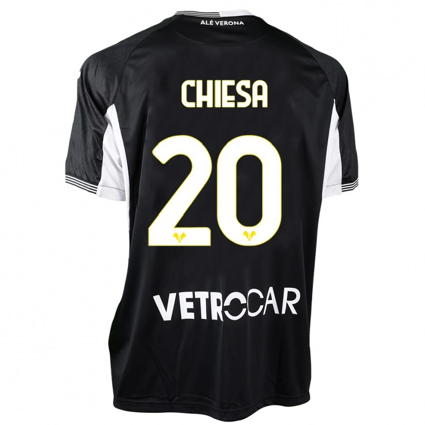 Danxen Niño Camiseta Mattia Chiesa #20 Negro Blanco Portero Equipación 2025/26 La Camisa