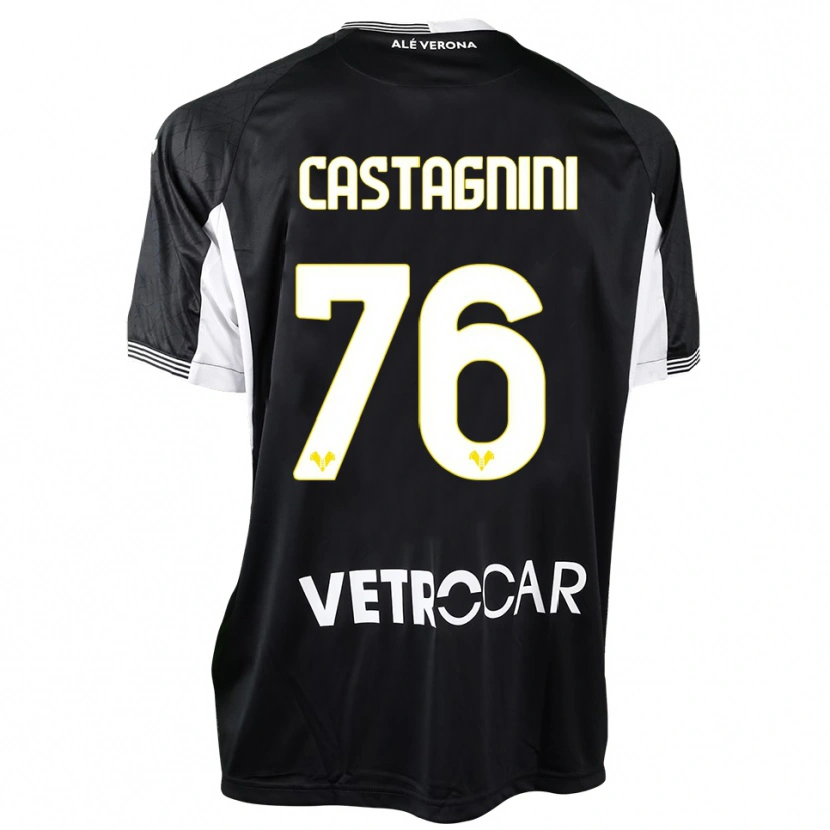 Danxen Niño Camiseta Mirko Castagnini #76 Negro Blanco Portero Equipación 2025/26 La Camisa