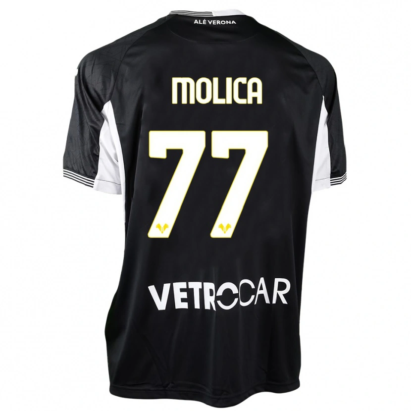 Danxen Niño Camiseta Francesco Molica #77 Negro Blanco Portero Equipación 2025/26 La Camisa