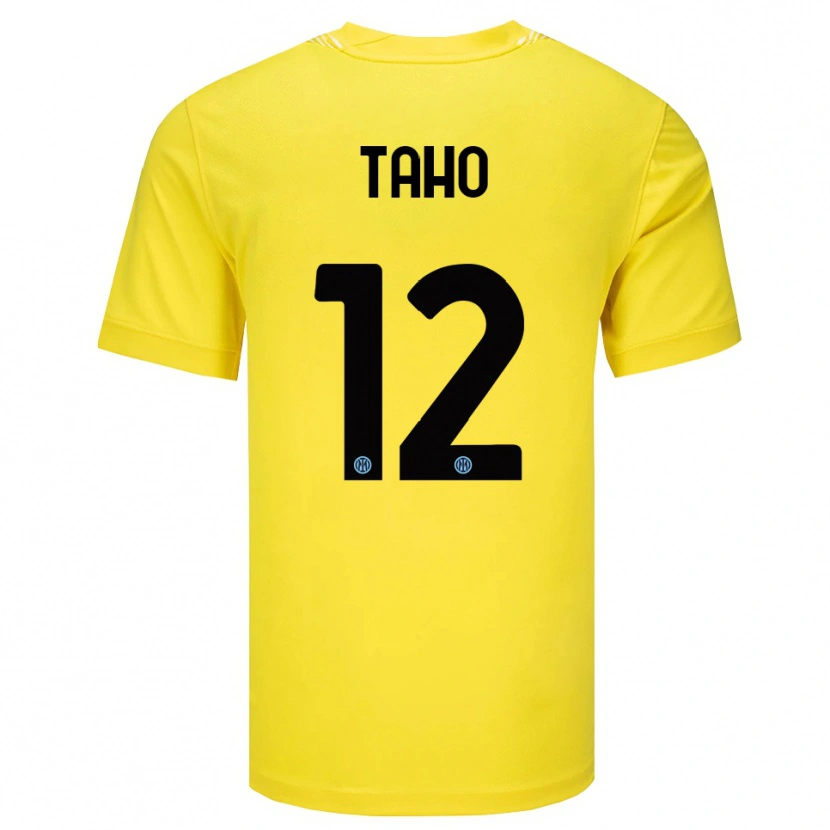 Danxen Niño Camiseta Alain Taho #12 Amarillo Claro Negro Portero Equipación 2025/26 La Camisa