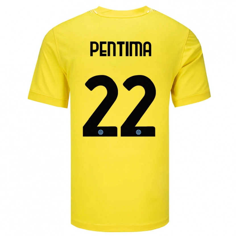 Danxen Niño Camiseta Alessandro Pentima #22 Amarillo Claro Negro Portero Equipación 2025/26 La Camisa