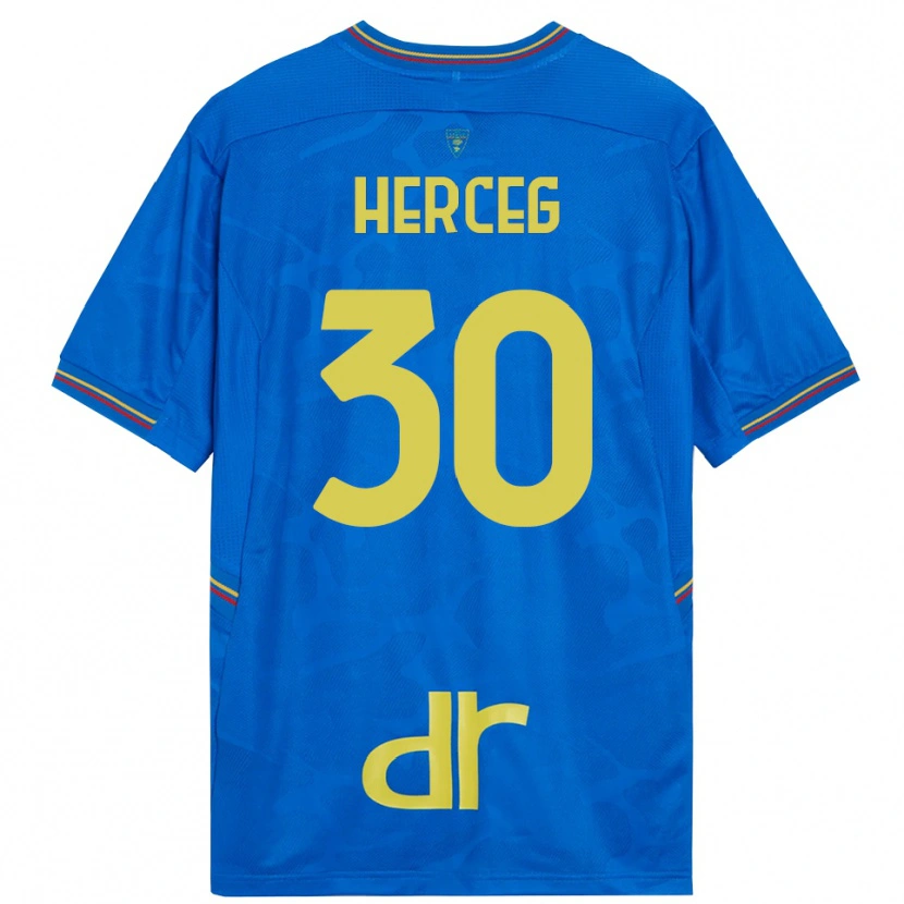 Danxen Niño Camiseta Lovro Herceg #30 Azul Real Marrón Portero Equipación 2025/26 La Camisa