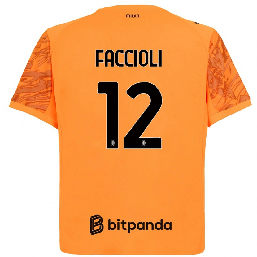 Danxen Niño Camiseta Pietro Faccioli #12 Naranja Amarillo Negro Portero Equipación 2025/26 La Camisa
